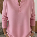 Carol | Henley Button Knit Sweater