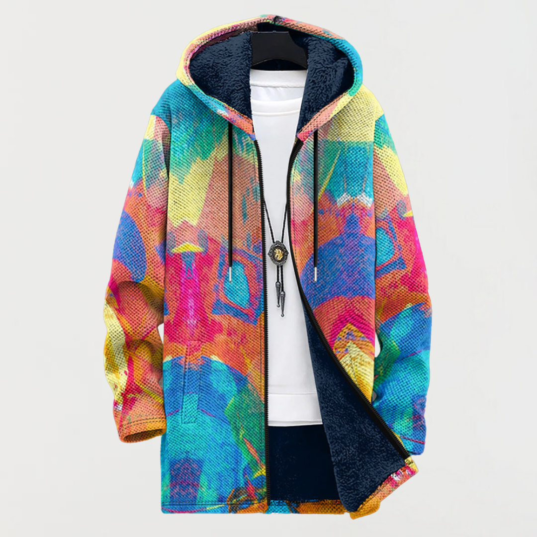 Flora | Abstract-Print Hooded Cardigan
