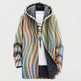 Oda | Pastel-Stripe Hooded Cardigan