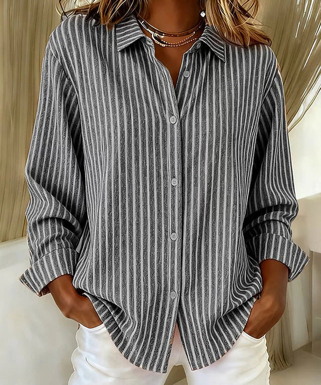 Deborah | Striped Button-Front Shirt