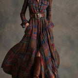 Beatriz | Long Checkered Dress with Belt