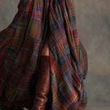 Beatriz | Long Checkered Dress with Belt