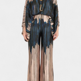 Artistic Print Off-the-Shoulder Top and Wide-Leg Pants Set by Sybella