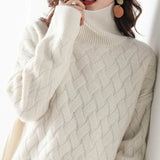 Gisela | Basketweave-Knit Turtleneck Sweater