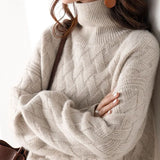 Gisela | Basketweave-Knit Turtleneck Sweater