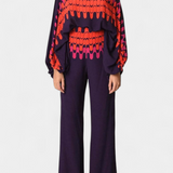 Artistic Print Off-the-Shoulder Top and Wide-Leg Pants Set by Sybella
