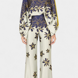 Artistic Print Off-the-Shoulder Top and Wide-Leg Pants Set by Sybella
