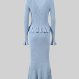 Prudence Knit Ensemble: Ruffled Cardigan and Flared Midi Skirt