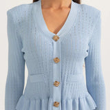 Prudence Knit Ensemble: Ruffled Cardigan and Flared Midi Skirt
