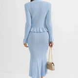 Prudence Knit Ensemble: Ruffled Cardigan and Flared Midi Skirt