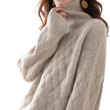 Gisela | Basketweave-Knit Turtleneck Sweater