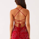 Veron - Sparkling Beaded Mini Dress