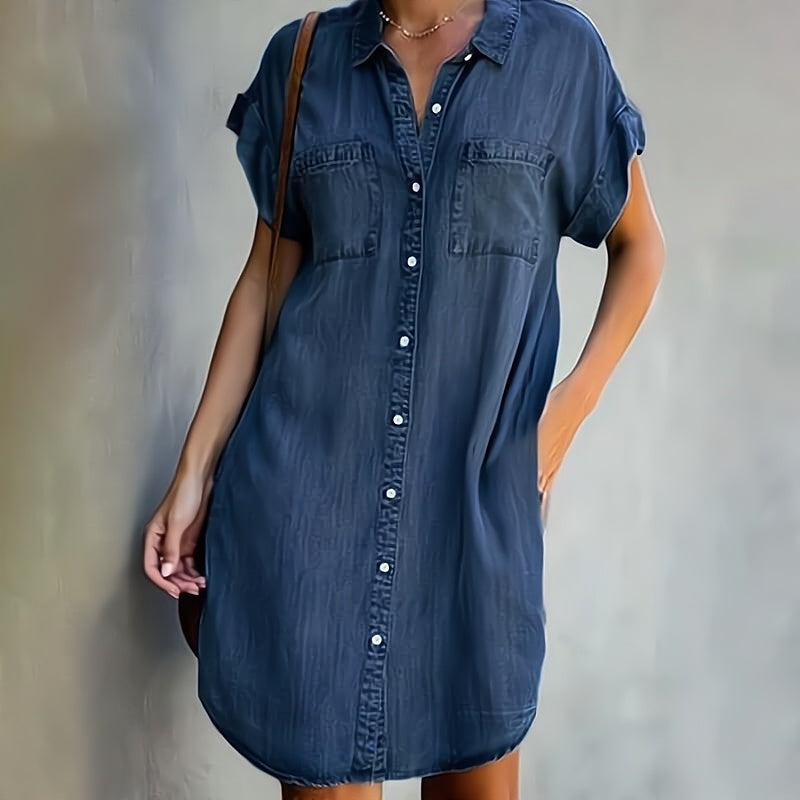 Cora | Button-Front Denim Shirt Dress