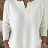 Helena™ | Henley Button-Up Knit Sweater
