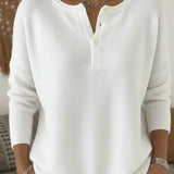 Carol | Henley Button Knit Sweater