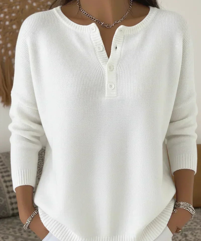 Carol | Henley Button Knit Sweater