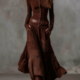 Elisa | Maxi Suede Dress with Belt