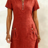 Fiona | Cotton Dress with Zipper Pocket