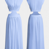 Jocelyn High Neck Top and Flowing Skirt with Side Slits