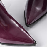 Pleated Faux Leather Pointed Toe Boots