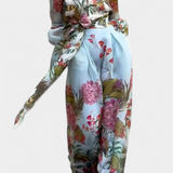 Sanne Botanical Print Ensemble: Belted Shirt and Palazzo Pants