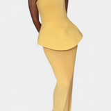 Clarita Strapless Bandeau Top with Pleated Skirt Set