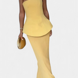 Clarita Strapless Bandeau Top with Pleated Skirt Set