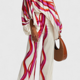 Artistic Print Off-the-Shoulder Top and Wide-Leg Pants Set by Sybella