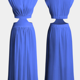 Jocelyn High Neck Top and Flowing Skirt with Side Slits