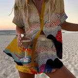 Marjorie | Ocean Wave Print Two-Piece Summer Set