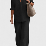 Skye Relaxed Fit Two-Piece Linen-Cotton Ensemble