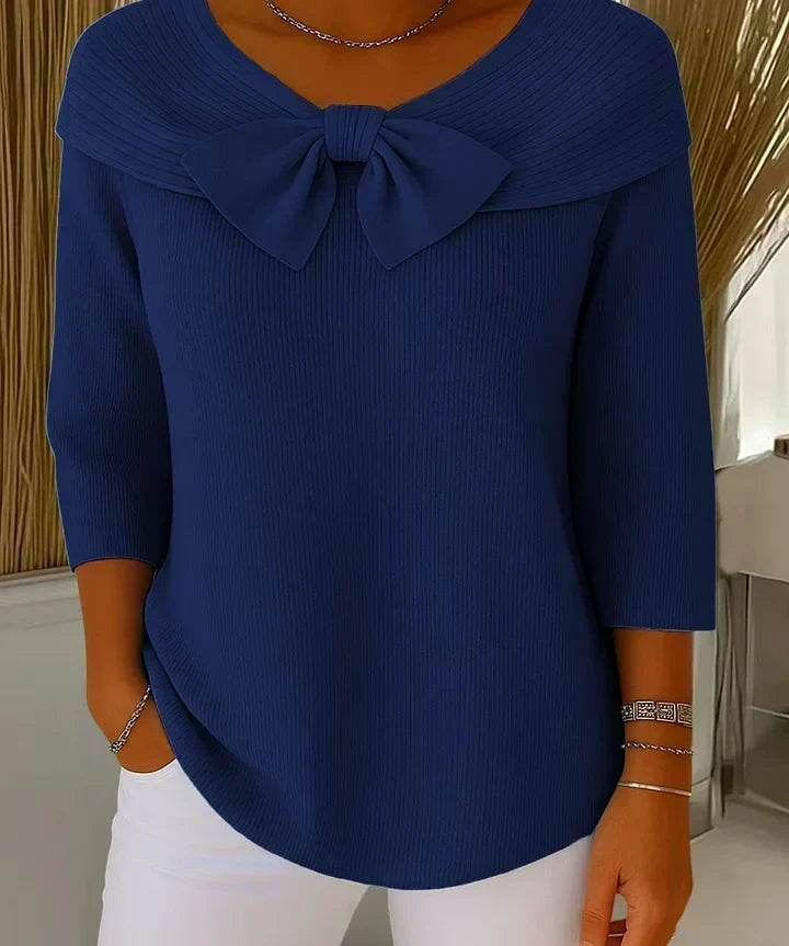 Sandra | Ribbed Sweater with Bow Detail