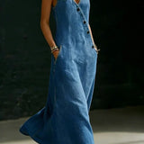 Anna | Button-Front Denim Maxi Dress