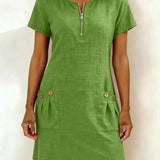 Fiona | Cotton Dress with Zipper Pocket