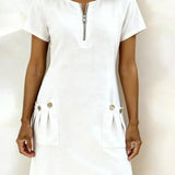 Fiona | Cotton Dress with Zipper Pocket