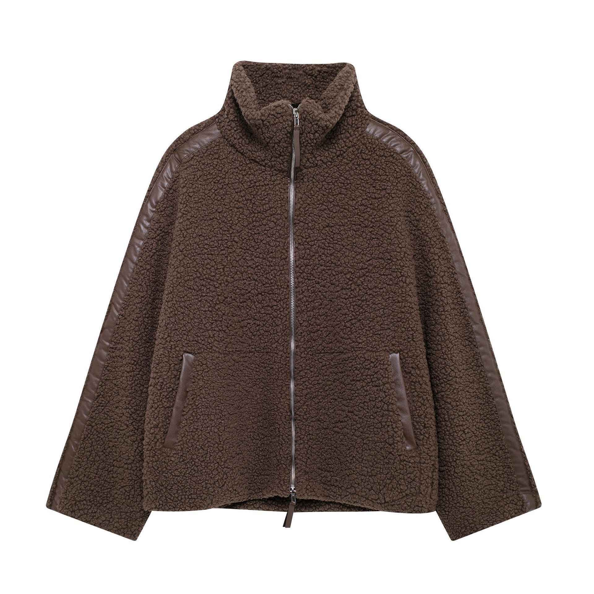Amanda | Oversized Teddy Jacket with Stand Collar