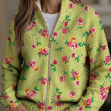 Constance | Floral Zip Cardigan