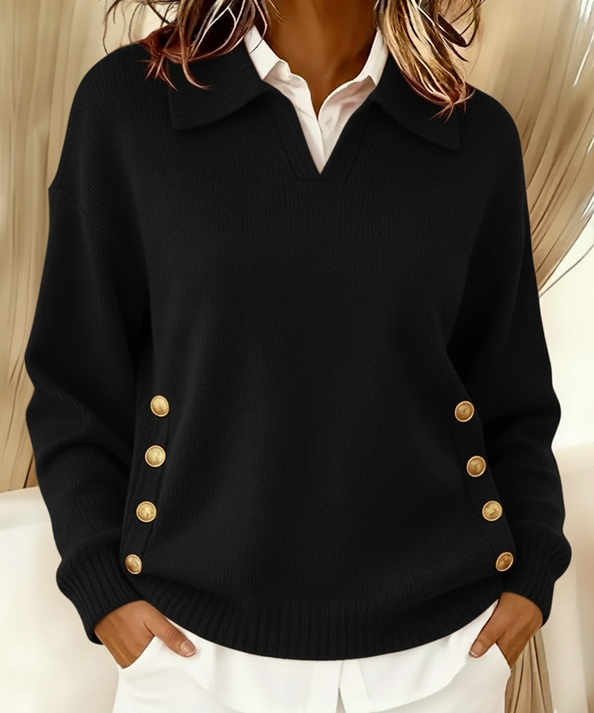 Vynette™ | V-Neck Sweater with Collar