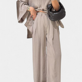 Eli V-Neck Top with Straight-Leg Pants Set