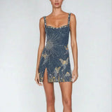 Celeste – Midnight Blue Beaded Mini Dress