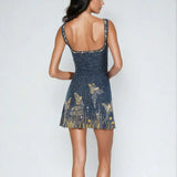 Celeste – Midnight Blue Beaded Mini Dress