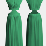 Jocelyn High Neck Top and Flowing Skirt with Side Slits