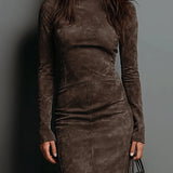 Lorena | Long Brown Midi Dress