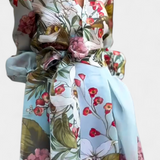 Sanne Botanical Print Ensemble: Belted Shirt and Palazzo Pants