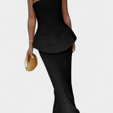 Clarita Strapless Bandeau Top with Pleated Skirt Set