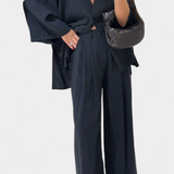 Eli V-Neck Top with Straight-Leg Pants Set