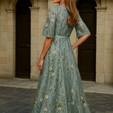 Hazel | Elegant V-Neck Belted Boho Maxi Dress