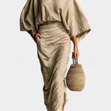 Marlon Long Sleeve Casual Ensemble with Flowing Maxi Skirt