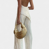 Pilarica Halter Neck Asymmetrical Top with Wide-Leg Pants Set