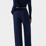Celaen Elastic-Fit Viscose Yoga Set with Round Neck